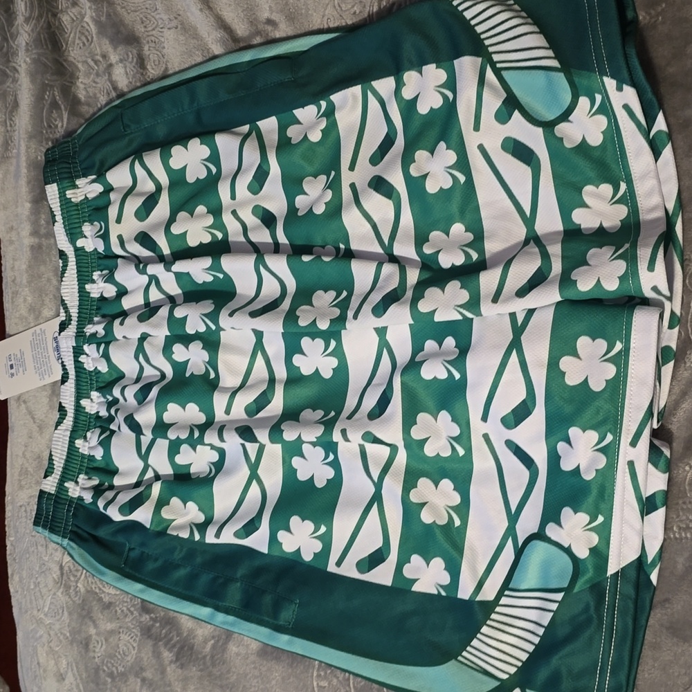Men's small hockey shorts with shamrocks